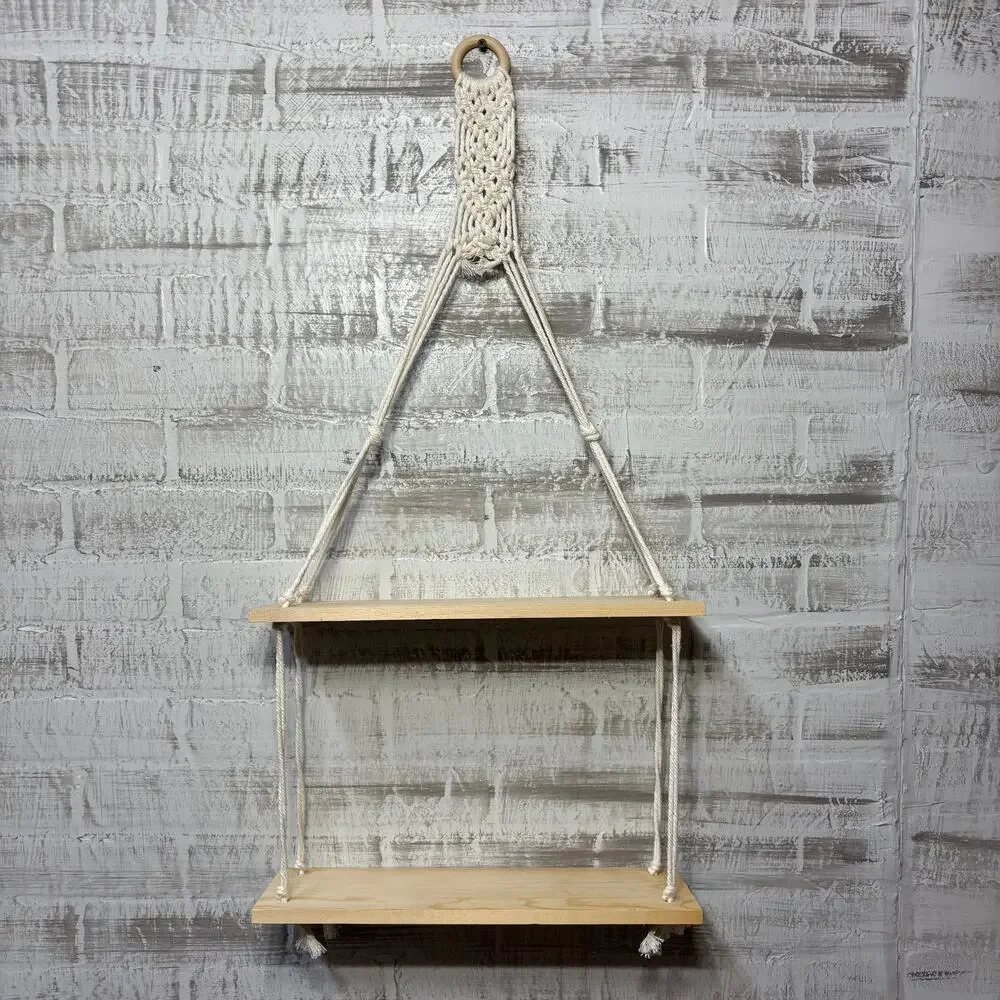 Two Tiered Macramé Hanging Shelf